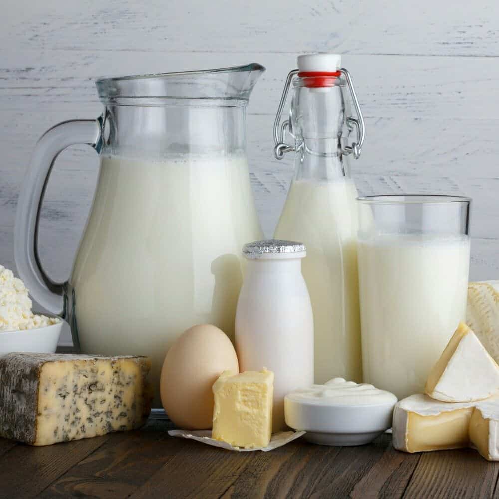 تصویری از مجموعه لبنیات سالم شامل شیر، پنیر، ماست، کره، دوغ و کشک در کنار هم